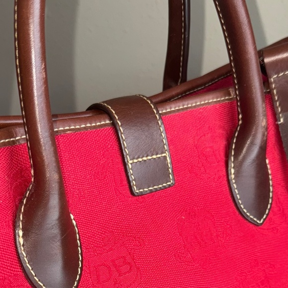 Dooney & Bourke Purse Tote Canvas & Leather LOGO Monogram D&B Red Purse Bag - Picture 8 of 14